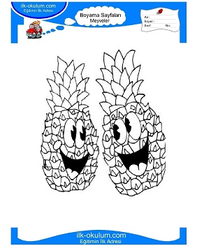 Çocuklar İçin Ananas Boyama Sayfaları 